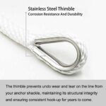 Young Marine Premium Solid Braid MFP Anchor Line Braided Anchor Rope/Line 3/8 Inch 100FT with Stainless Steel Thimble & Shackle (3/8" x 100', White) - Image 3