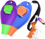 Dog Training Clicker with Whistle and Wrist Strap - Positive Behavior Reinforcer for Pets - All Ages, Puppy and Adult Dogs - Use to Reward and Train - Dog Whistle Included (Purple)