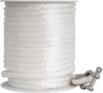 Young Marine Premium Solid Braid MFP Anchor Line Braided Anchor Rope/Line 3/8 Inch 100FT with Stainless Steel Thimble & Shackle (3/8" x 100', White) - Image 2