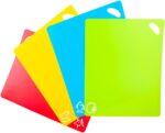 Kimmoker Flexible Cutting Boards Set, Cutting Board Mats for Cooking, Colored Cutting Board Set with Easy-Grip Handles, Flexible Plastic Cutting Sheet Set of 4 (1)