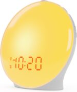 Wake Up Light Sunrise Alarm Clock for Kids, Heavy Sleepers, Bedroom, with Sunrise Simulation, Fall Asleep, Dual Alarms, FM Radio, Snooze, Nightlight, Colorful Lights, 7 Natural Sounds, Ideal for Gift