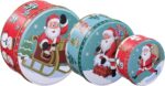 HEMOTON Premium Christmas Tinplate Cookie Tins Set of 3 - Decorative Cookie Gift Tins, Candies Biscuits Treat Boxes Small Gift Case