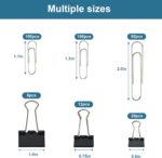Binder Clips Paper Clips, 340pcs Black Binder Clips Sliver Paperclips Set, Paper Clamps for Office, School Supplies, Assorted Sizes Large, Medium, Small Metal Clips in Container with Compartments - Image 2