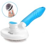 Cat Grooming Brush, Self Cleaning Slicker Brushes for Dogs Cats Pet Brush Tool Gently Removes Loose Undercoat, Mats Tangled Hair Massage-Self (Blue) - Image 2