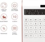 Rose Gold Calculator, UPIHO Rose Gold Pink Office Supplies and Accessories, 10 Digits Solar Battery Basic Office Calculator, Desktop Calculator with Large LCD Display, Gifts for Coworkers - Image 3