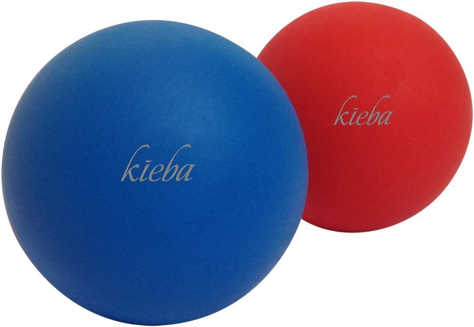 Kieba Massage Lacrosse Balls for Myofascial Release, Trigger Point Therapy, Muscle Knots, and Yoga Therapy. Set of 2 Firm Balls (Blue and Red)