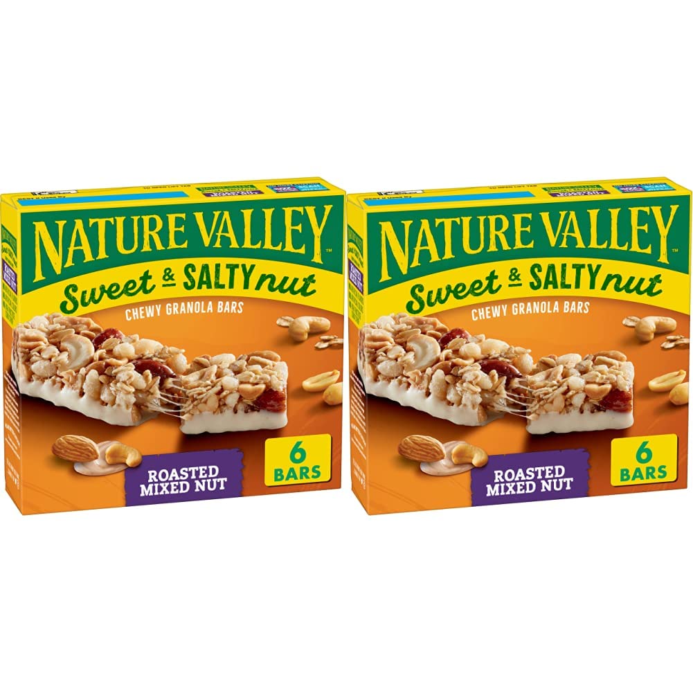 Nature Valley Granola Bars Sweet and Salty Nut Roasted Mixed Nut, 1.2 Oz, 6 Ct (Pack of 2)