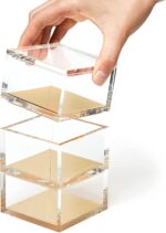 OfficeGoods 3 Tier Stackable Acrylic Organizer w/Gold Base - Functional & Elegant Desk Organizer for Office or Home - Helps Keep All Your Little Bits Together - Gold/Square - Image 3