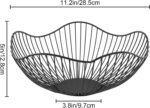 Glory to you Fruit Bowls for Kitchen Counter, Metal Wave Wire Fruit Basket, Black Holder Storage for Vegetable Snack Bread Serving Candy Table Dining - Image 2