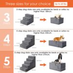 EHEYCIGA Dog Stairs for Small Dogs, 4-Step Dog Stairs for High Beds and Couch, Folding Pet Steps for Small Dogs and Cats, and High Bed Climbing, Non-Slip Balanced Dog Indoor Step, Grey, 3/4/5 Steps - Image 2
