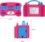 NuLink Electric Portable Dual Nozzle Balloon Blower Pump Inflation for Decoration, Party [110V~120V, 600W, Rose Red] - Image 3