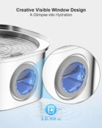 PEKTACO Cat Water Fountain - 3.2L/108oz Stainless Steel Pet Water Fountain for Cats/Dogs Inside with Water Level Window - Image 3