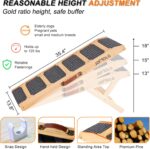 JDMOLG Dog Ramp for Bed - Wooden Folding Pet Ramp for Couch Portable Dog Ramps for Small Dogs - Adjustable Dog Ramp Bed Height from 13" to 18" with Non-Slip Traction Surface - Image 2