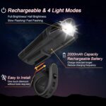 Ascher Ultra Bright USB Rechargeable Bike Light Set, Powerful Bicycle Front Headlight and Back Taillight, 4 Light Modes, Easy to Install for Men Women Kids Road Mountain Cycling - Image 3