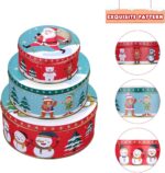HEMOTON Premium Christmas Tinplate Cookie Tins Set of 3 - Decorative Cookie Gift Tins, Candies Biscuits Treat Boxes Small Gift Case - Image 2