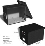 Oterri File Storage Organizer Box,Filing Box,Portable File Box with Lid,Fit for Letter/Legal File Folder Storage, Easy Slide Durable Hanging File Box for Office/Decor/Home,1 Pack,Black-Box only - Image 3