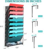 GALASALA Wall File Organizer, 10 Pockets Mesh Hanging File Organizer, Wall Mount File Holder With Hooks, Wall Organizer Magazine Rack for Office Supplies, Black - Image 2