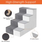 EHEYCIGA Dog Stairs for Small Dogs, 4-Step Dog Stairs for High Beds and Couch, Folding Pet Steps for Small Dogs and Cats, and High Bed Climbing, Non-Slip Balanced Dog Indoor Step, Grey, 3/4/5 Steps - Image 3