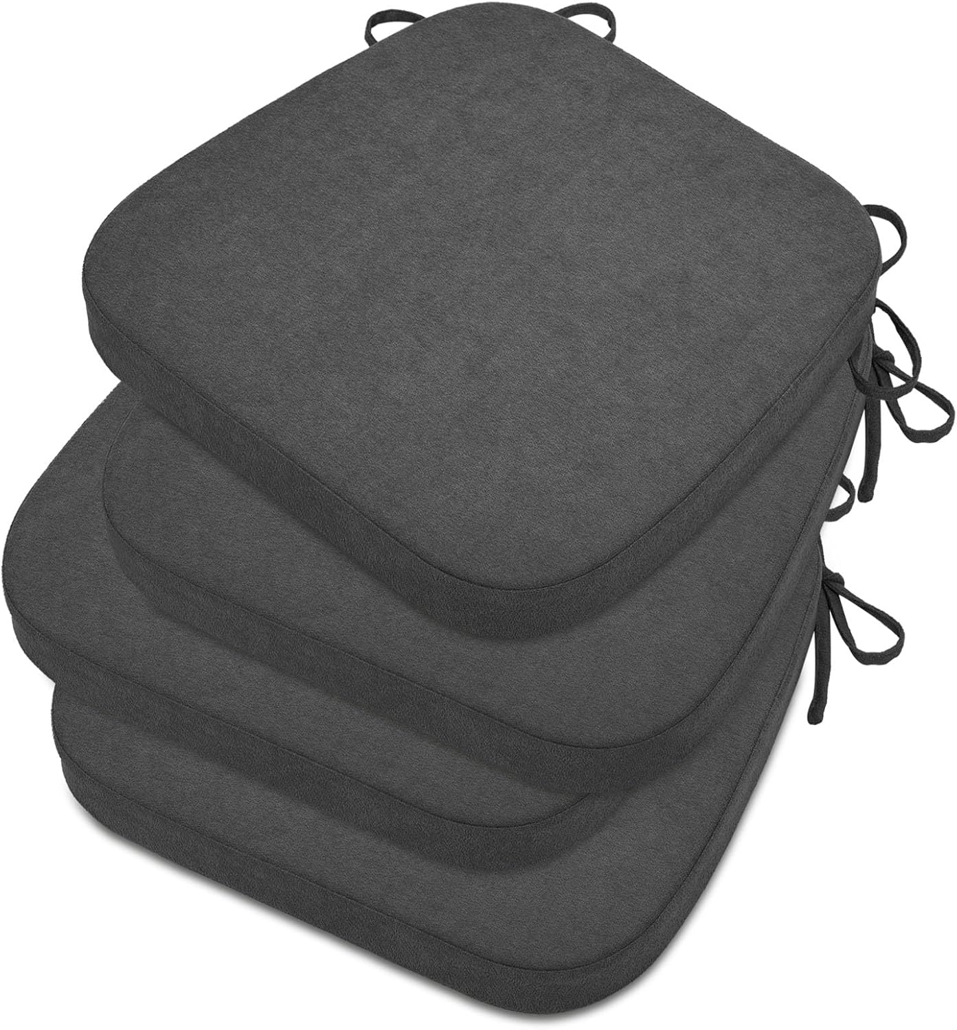 HAVARGO Chair Cushions for Dining Chairs with Bamboo Charcoal Foam [16.5x16.2 Inches] Kitchen Chair Pads Indoor Seat Cushions for Dining Chairs, 2" Thick Dining Room Chair Cushions Set of 4 Dark Grey