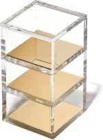 OfficeGoods 3 Tier Stackable Acrylic Organizer w/Gold Base - Functional & Elegant Desk Organizer for Office or Home - Helps Keep All Your Little Bits Together - Gold/Square