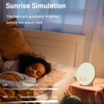 Wake Up Light Sunrise Alarm Clock for Kids, Heavy Sleepers, Bedroom, with Sunrise Simulation, Fall Asleep, Dual Alarms, FM Radio, Snooze, Nightlight, Colorful Lights, 7 Natural Sounds, Ideal for Gift - Image 3