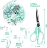 Green Office Supplies,UPIHO Teal Desk Accessories,Stapler and Tape Dispenser Set for Women with Stapler,Tape Dispenser,Staple Remover, Staples, Clips, Scissor and Tabs for Students, Office Clerks - Image 3