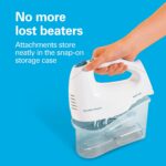 Hamilton Beach 6-Speed Electric Hand Mixer with Whisk, Traditional Beaters, Snap-On Storage Case, White - Image 2
