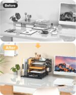Egepon Office Desk Organizer with Vertical File Folder Holders 5-Tier Paper Letter Tray with Drawer and Hanging Pen Holder Multifunction Office Supplies and Accessories for Office School Home - Image 2