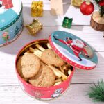 HEMOTON Premium Christmas Tinplate Cookie Tins Set of 3 - Decorative Cookie Gift Tins, Candies Biscuits Treat Boxes Small Gift Case - Image 3