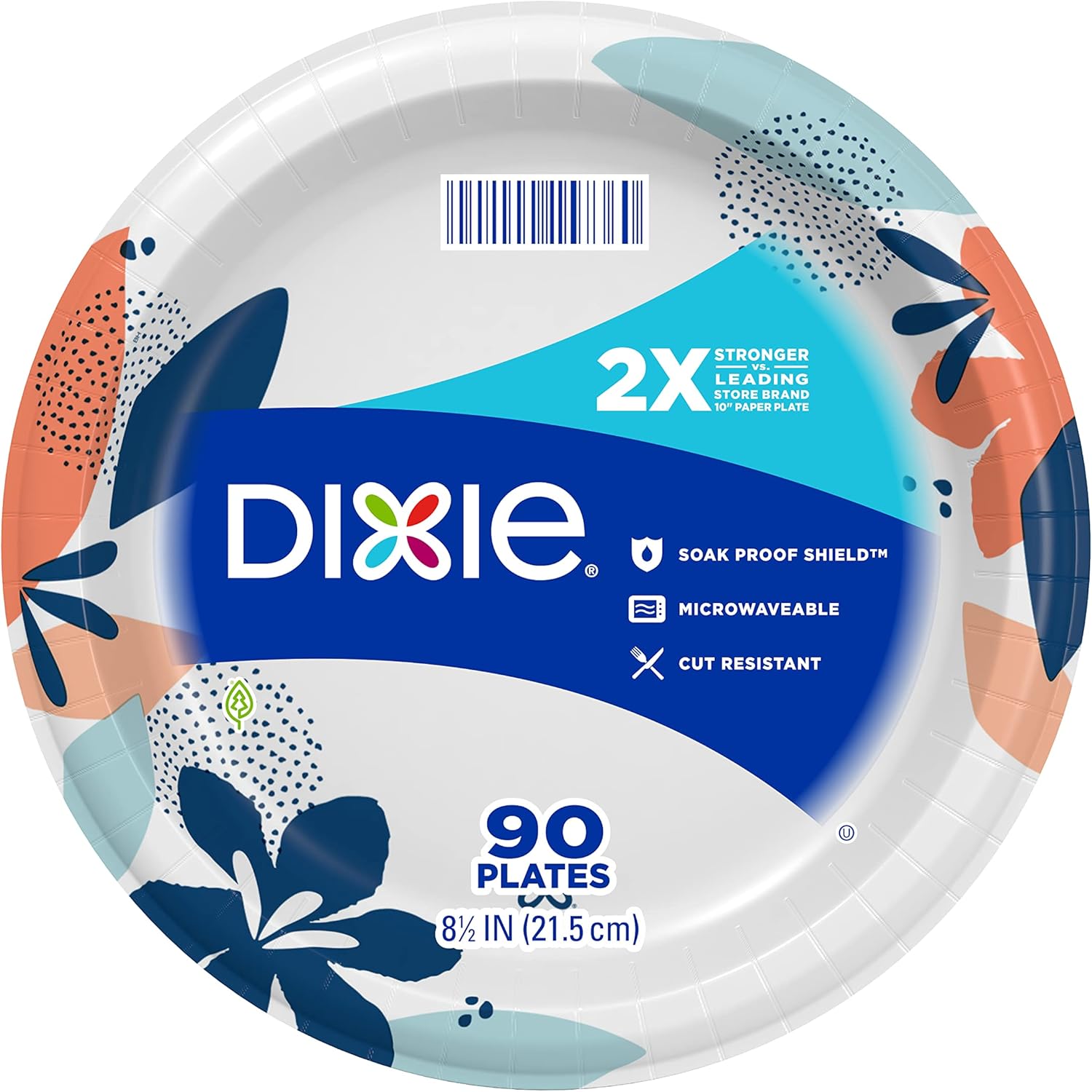 814WEkpf3-L._AC_SL1500_.jpg Dixie Paper Plates, 8 1/2 inch, Dinner Size Printed Disposable Plate, 90 Count - Image 1