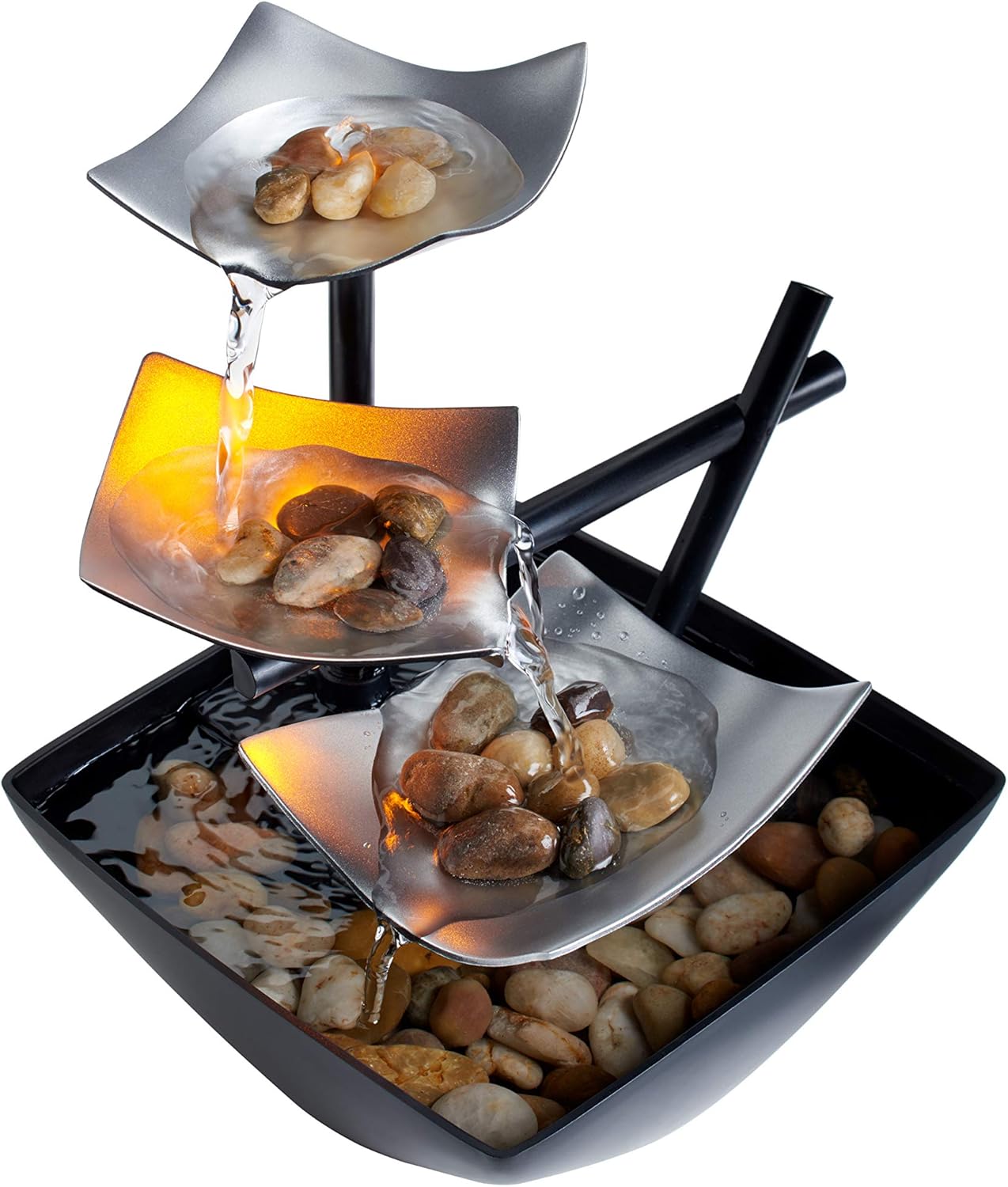 815vZaQ9FXL._AC_SL1500_.jpg Homedics Tabletop Water Fountain, Home Decor Soothing Sound Machine with Automatic Pump, Deep Basin and Natural River Rocks. Indoor Zen Relaxation for Office, Living Room, or Bedroom Decor. 8.25 Tall - Image 1