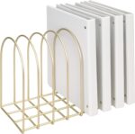 MyGift Large Desktop Document Holder, Brass Metal Wire File Folder Organizer Rack with 8-Slots and Arch Design