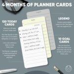 Undated Daily Productivity Planner Checklist - 120 To Do List Cards, 10 Goal Setting Cards, Walnut Stand and Card Holder - Perfect Note Pads for Work Desk - ADHD Office Accessories - Effective Task Analog Organizer Notebook - Image 3