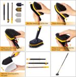 Yocada Tub Tile Scrubber Brush 2 in 1 Cleaning Brush 58.2" Adjustable Telescopic Pole Stiff Bristles Scouring Pads for Cleaning Bathroom Kitchen Toilet Wall Tub Tile Sink Non-Scratch - Image 2