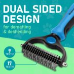 Maxpower Planet Pet Grooming Brush - Double Sided Shedding and Dematting Undercoat Rake Comb for Dogs and Cats,Extra Wide, Blue, Dog Grooming Brush, Dog Shedding Brush - Image 2