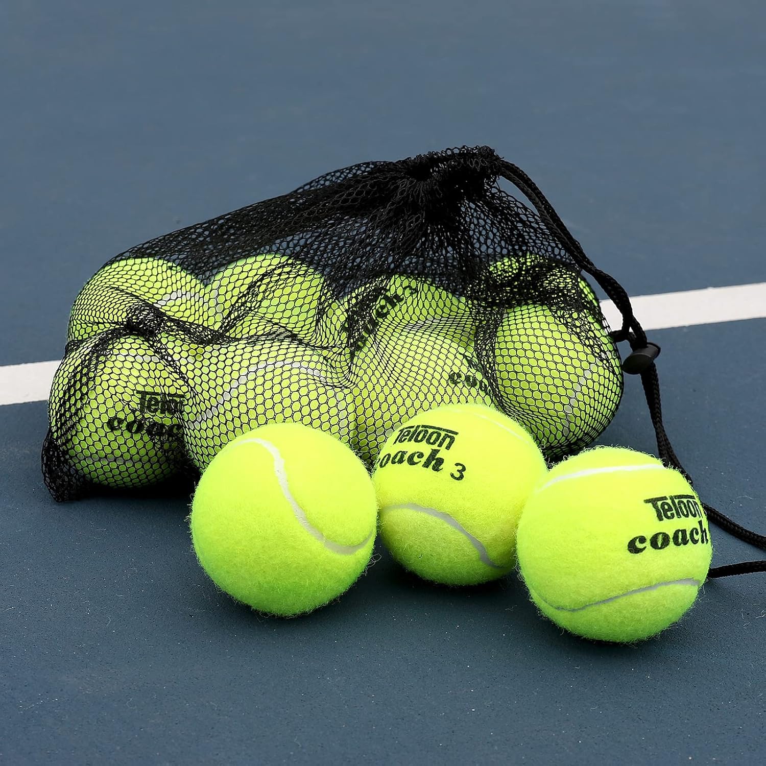 81WpDYlF-CS._AC_SL1500_.jpg Teloon Pressure Training Tennis Balls-12 or 18 Count-Mesh Carry Bag?4 Colors Available?Pressureless Training Exercise Tennis Balls for Beginners. - Image 1