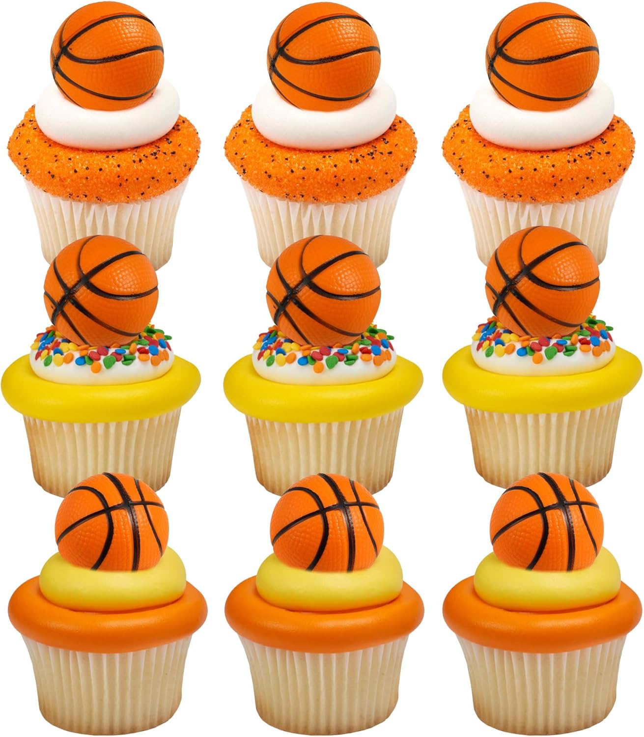 Gyufise 10Pcs Basketball Cake Toppers 3D Basketball Cake Pick Decorations for Sports Theme Babyshower Birthday Event Party Supply Decorations