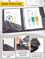 3 Ring Binder 1 Inch, SUNEE Marble Binder with 2 Pockets, Decorative Black Marble Three Ring Binder Heavy Duty (Fit 8.5x11 Inches) for School Supplies, Office Binder Supplies - Image 3