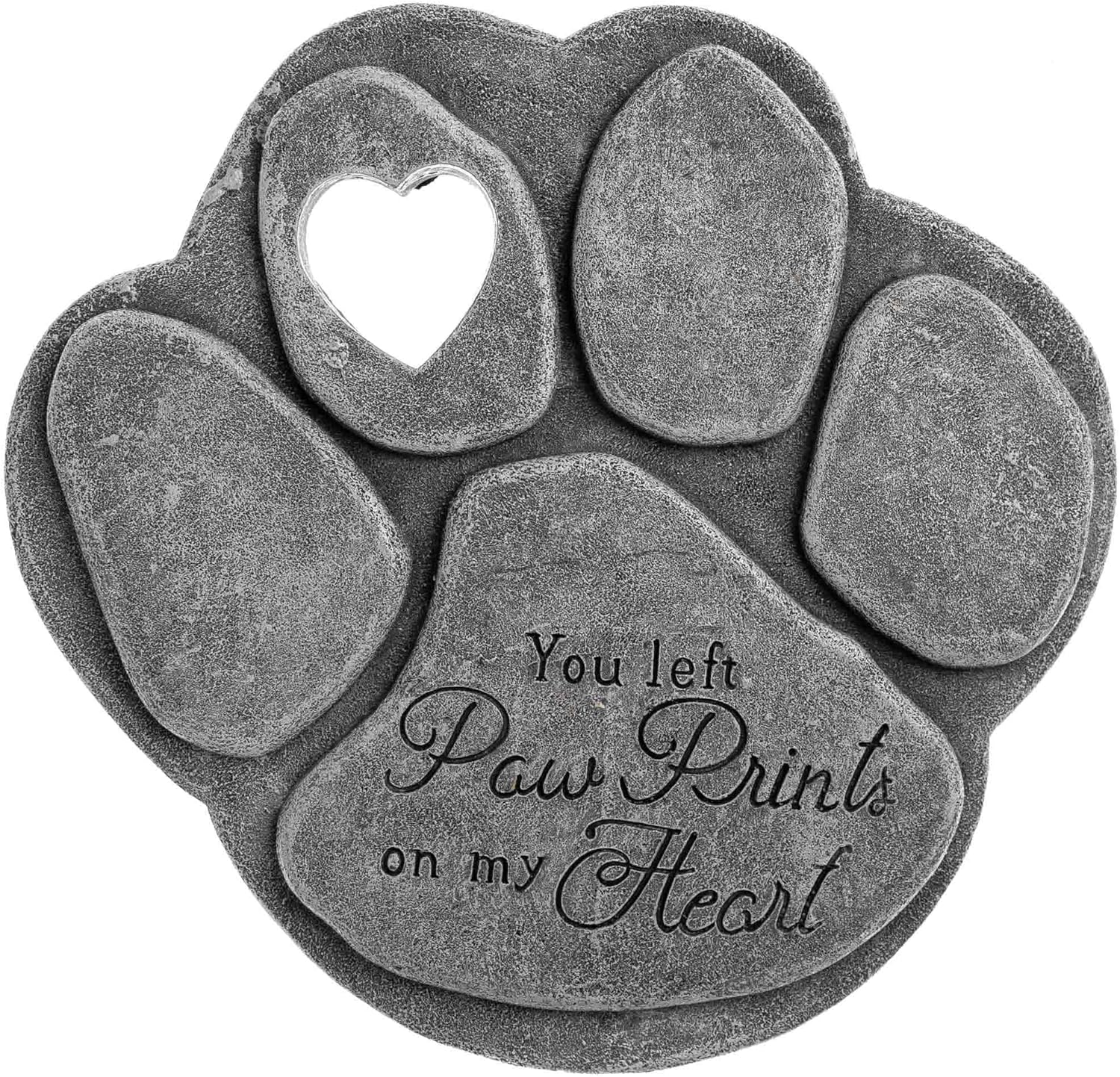iHeartDogs Pet Memorial Garden Stone - 'You Left Paw Prints On My Heart' - Dog or Cat Bereavement Loss Gift