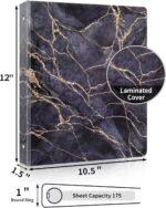 3 Ring Binder 1 Inch, SUNEE Marble Binder with 2 Pockets, Decorative Black Marble Three Ring Binder Heavy Duty (Fit 8.5x11 Inches) for School Supplies, Office Binder Supplies - Image 2