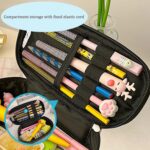 Rjivofa Cute Pencil Case for Girls, Pu Leather Pencil Box Pouch with Zipper (Cartoon Design), Large Capacity Stationery Storage Organizer for School Office Supplies - Image 2