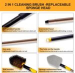 Yocada Tub Tile Scrubber Brush 2 in 1 Cleaning Brush 58.2" Adjustable Telescopic Pole Stiff Bristles Scouring Pads for Cleaning Bathroom Kitchen Toilet Wall Tub Tile Sink Non-Scratch - Image 3