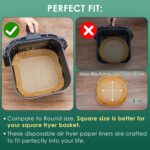 Air Fryer Paper Liners,125Pcs Parchment Paper, Air Fryer Disposable Paper Liner for Microwave, Non-Stick Air Fryer Liners Square Free of Bleach (8IN) - Image 3