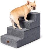 EHEYCIGA Dog Stairs for Small Dogs, 4-Step Dog Stairs for High Beds and Couch, Folding Pet Steps for Small Dogs and Cats, and High Bed Climbing, Non-Slip Balanced Dog Indoor Step, Grey, 3/4/5 Steps
