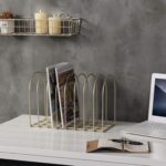 MyGift Large Desktop Document Holder, Brass Metal Wire File Folder Organizer Rack with 8-Slots and Arch Design - Image 2