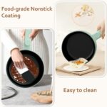 HYTRIC Electric Pot with Steamer New Upgrade, 1.5L Portable Nonstick Frying Pan, Electric Cooker for Steak, Egg, Pasta, Ramen Cooker with Dual Power Control, Mini Pot for Dorm, Office, Green - Image 3